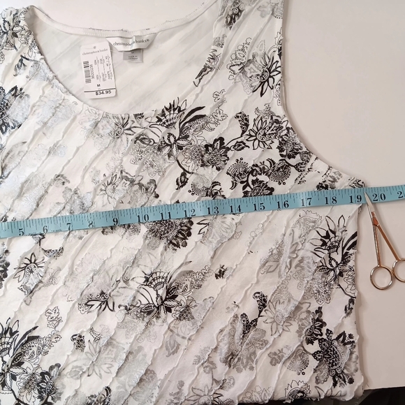 Christopher & Banks top ruffles silver Metallic Boho Sleeveless sz M. - Picture 6 of 14